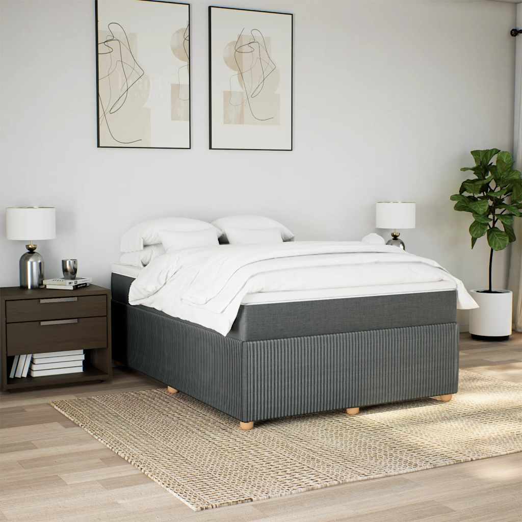 Sommier à lattes de lit avec matelas Gris foncé 140x190cm Tissu - XIOS
