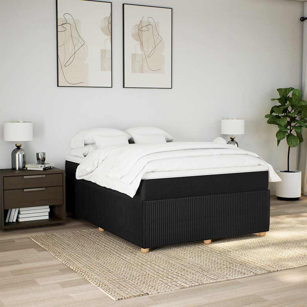 Sommier à lattes de lit avec matelas Noir 140x190 cm Tissu - XIOS