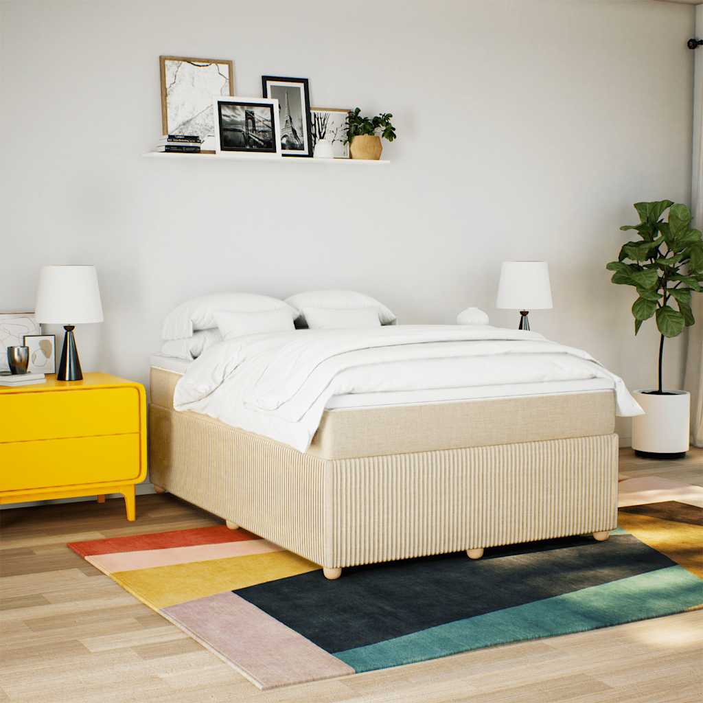 Sommier à lattes de lit avec matelas Crème 160x200 cm Tissu - XIOS