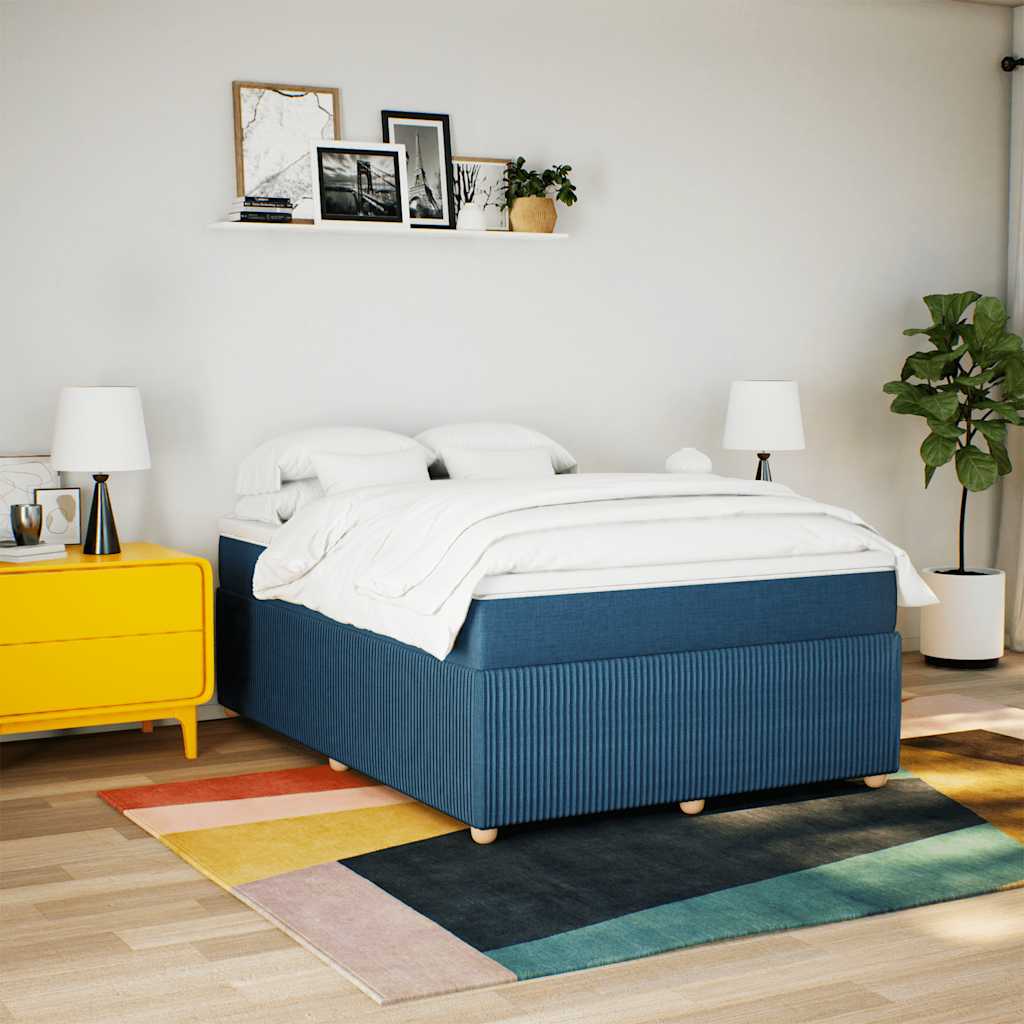 Sommier à lattes de lit avec matelas Bleu 160x200 cm Tissu - XIOS