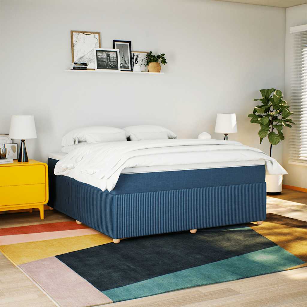 Sommier à lattes de lit avec matelas Bleu 180x200 cm Tissu - XIOS