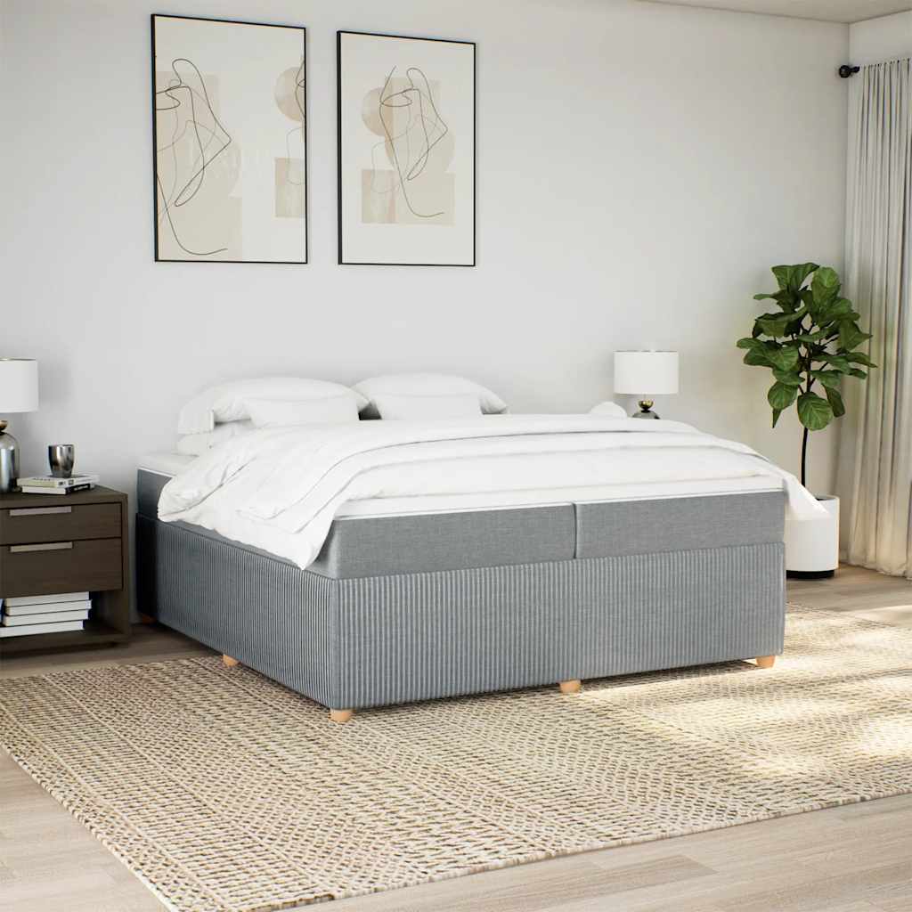 Sommier à lattes de lit avec matelas Gris clair 200x200cm Tissu - XIOS