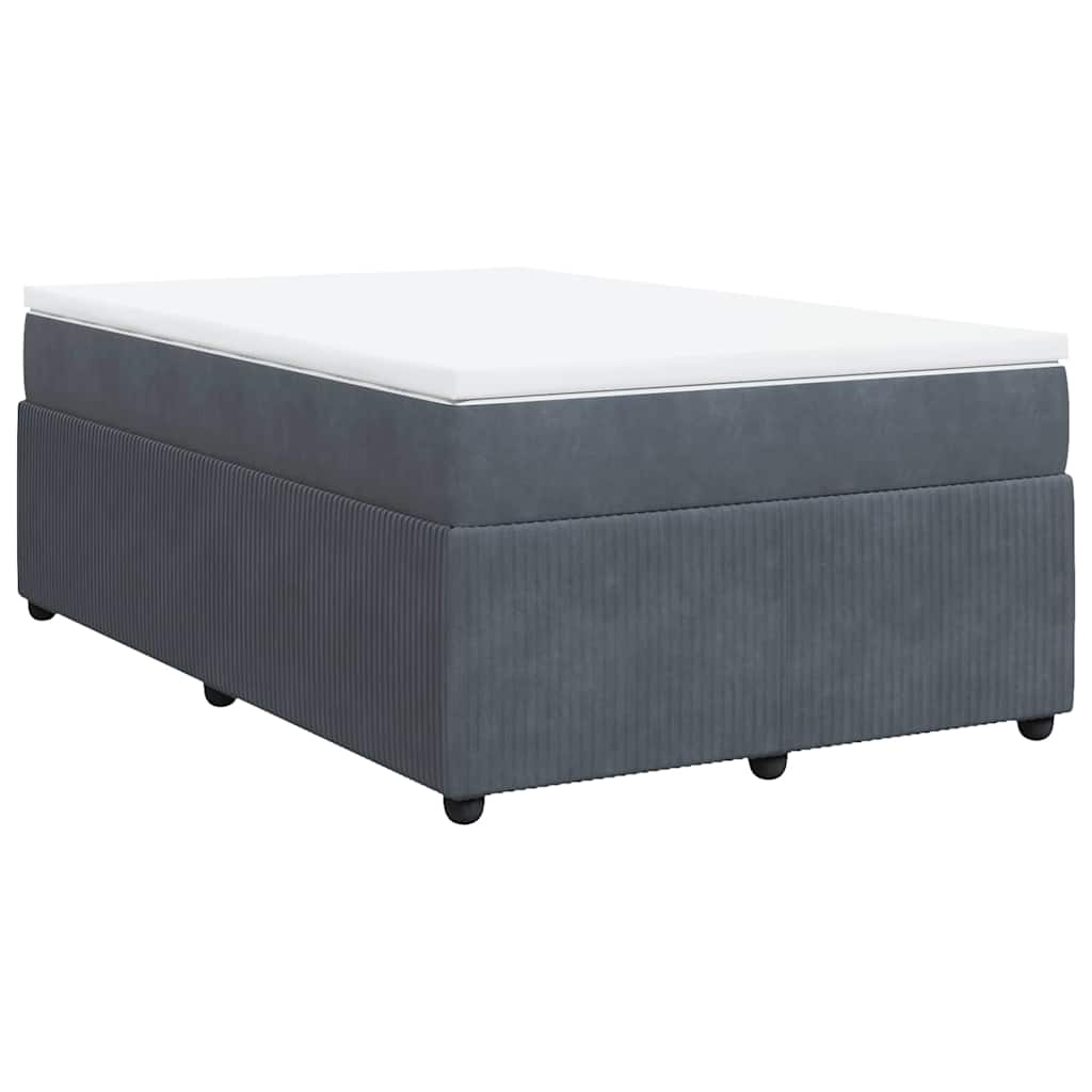 Sommier à lattes de lit et matelas gris foncé 120x190cm velours - XIOS