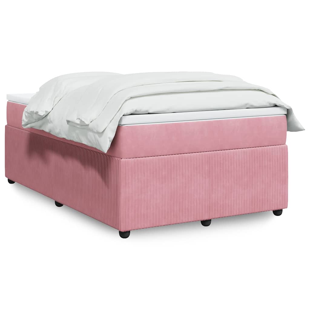 Sommier à lattes de lit avec matelas rose 120x190 cm velours - XIOS