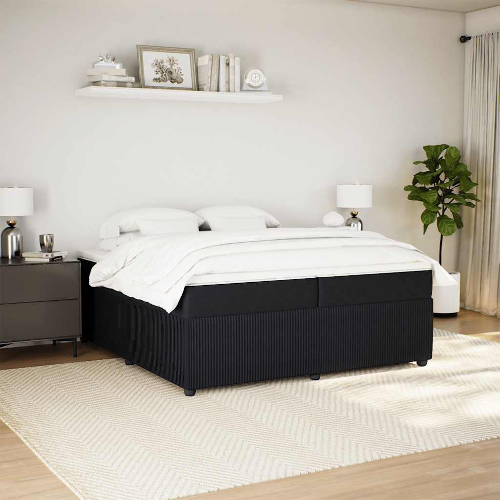 Sommier à lattes de lit et matelas Noir 200x200 cm Velours - XIOS