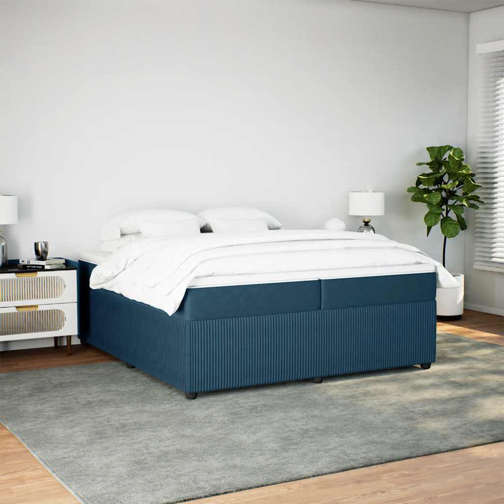 Sommier à lattes de lit et matelas Bleu foncé 200x200cm Velours - XIOS