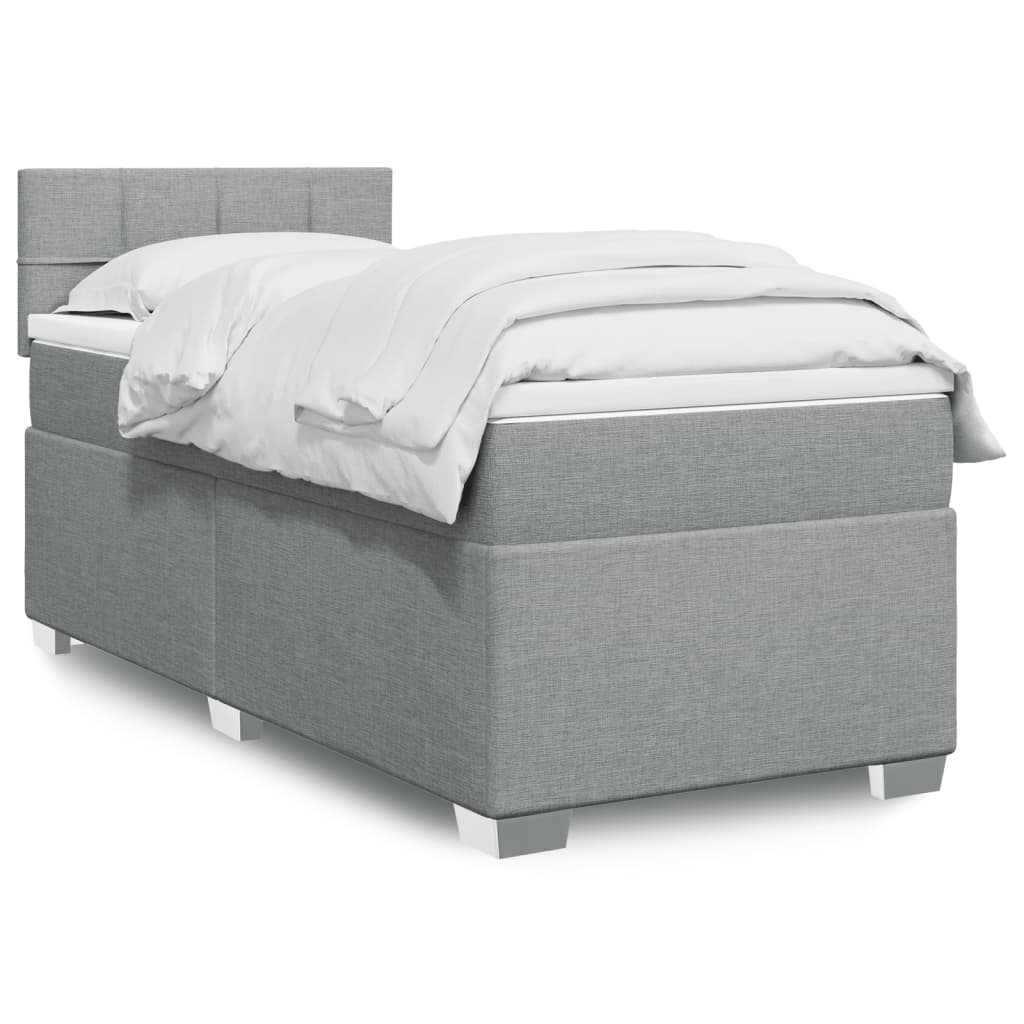 Sommier à lattes de lit avec matelas gris clair 80x200 cm tissu - XIOS