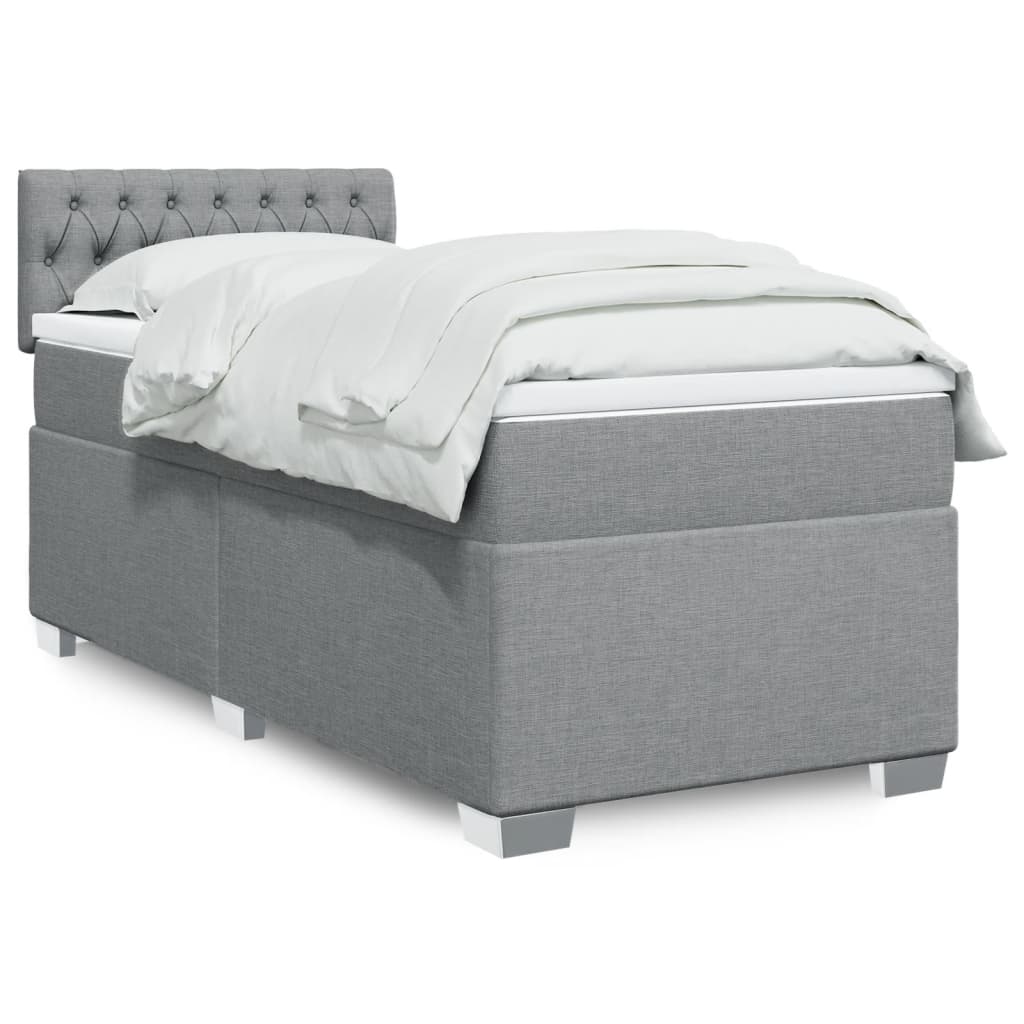 Sommier à lattes de lit et matelas Gris clair 90x190 cm Tissu - XIOS