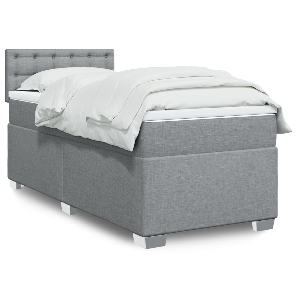 Sommier à lattes de lit et matelas Gris clair 90x190 cm Tissu Lits & cadres de lit vidaXL