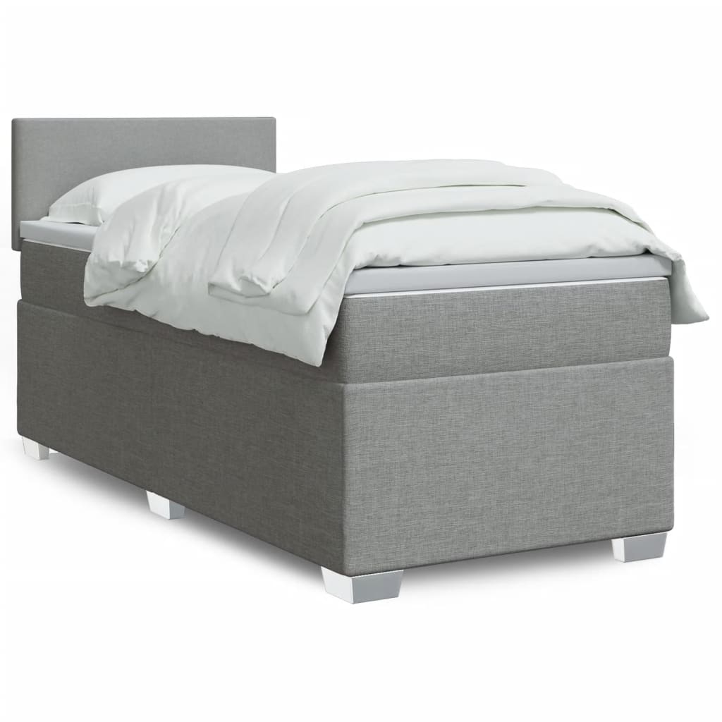 Sommier à lattes de lit avec matelas Gris clair 100x200cm Tissu - XIOS