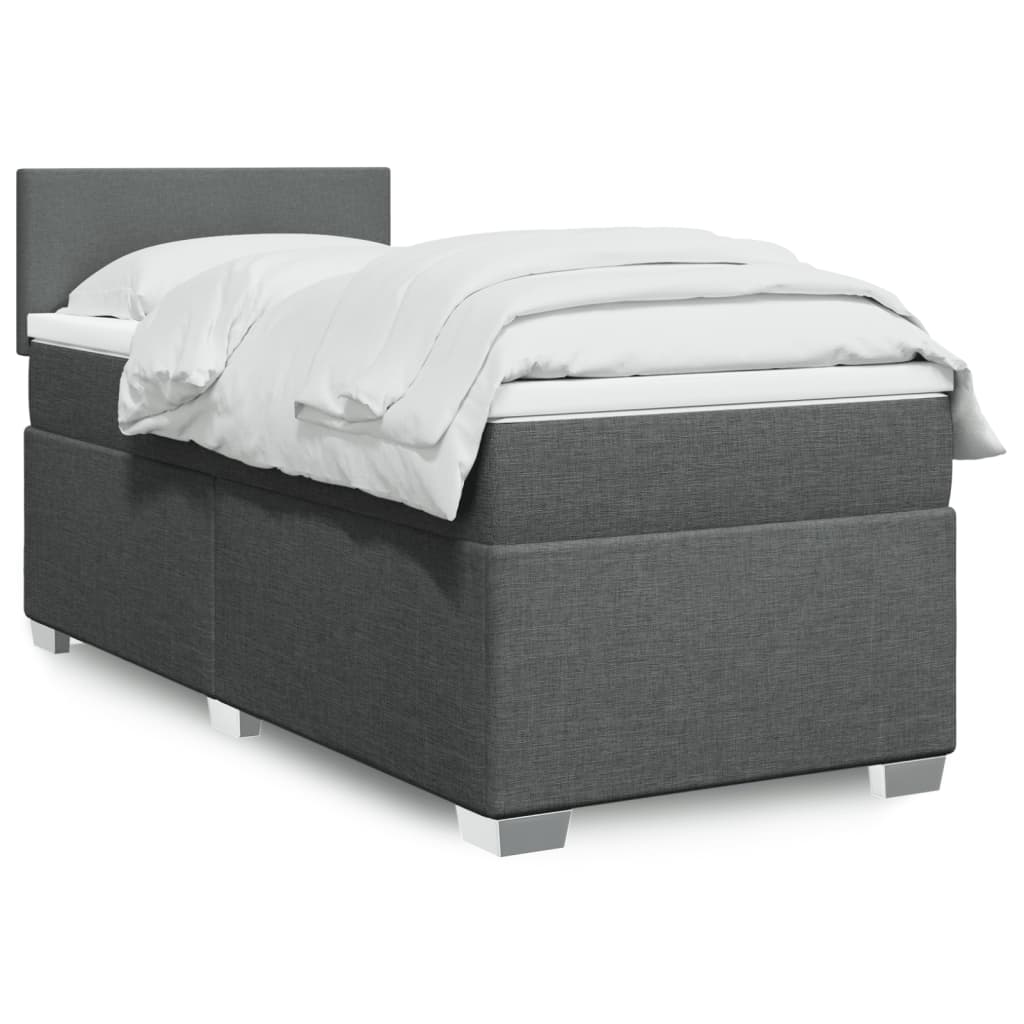 Sommier à lattes de lit avec matelas Gris foncé 100x200cm Tissu - XIOS