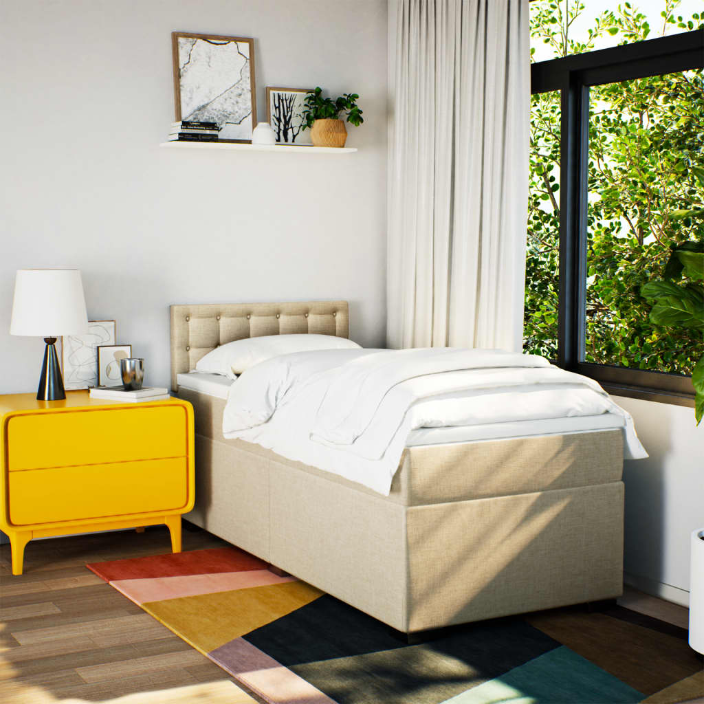 Sommier à lattes de lit avec matelas Crème 100x200 cm Tissu - XIOS