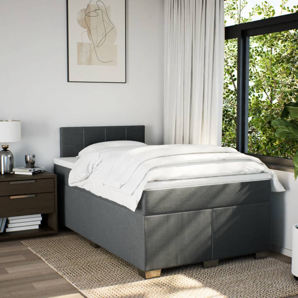 Sommier à lattes de lit avec matelas gris foncé 120x190cm tissu - XIOS