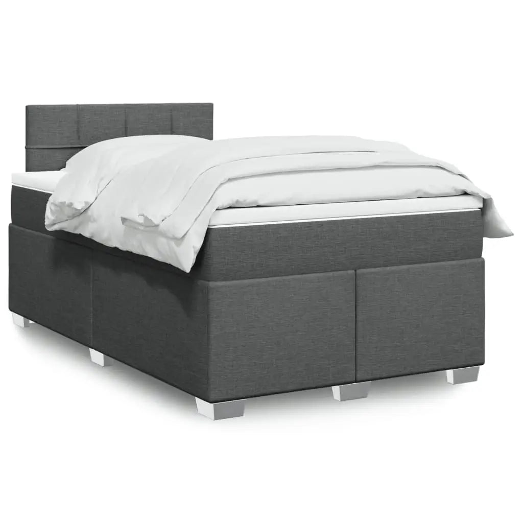 Sommier à lattes de lit avec matelas gris foncé 120x190cm tissu - XIOS