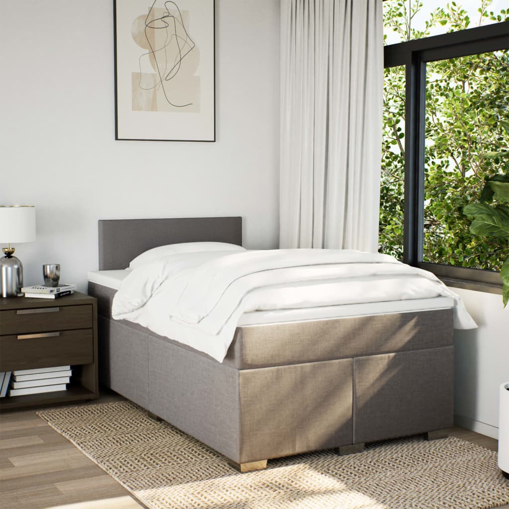Sommier à lattes de lit avec matelas Taupe 120x200 cm Tissu - XIOS