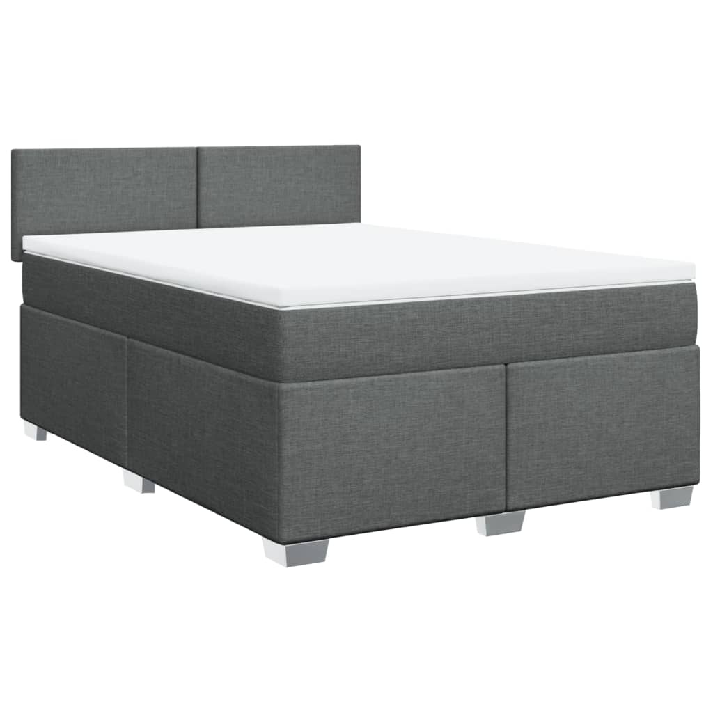 Sommier à lattes de lit avec matelas Gris foncé 140x190cm Tissu - XIOS