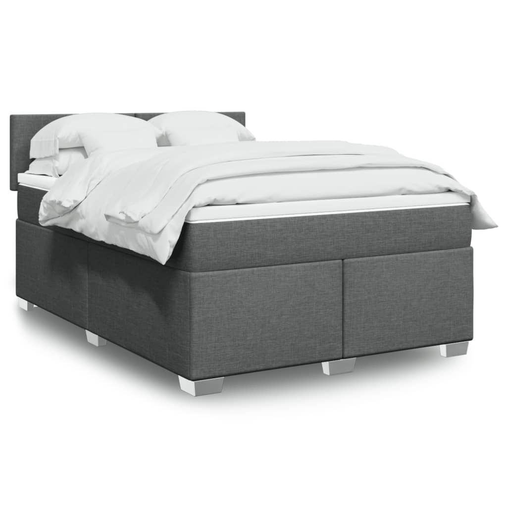 Sommier à lattes de lit avec matelas Gris foncé 140x190cm Tissu - XIOS