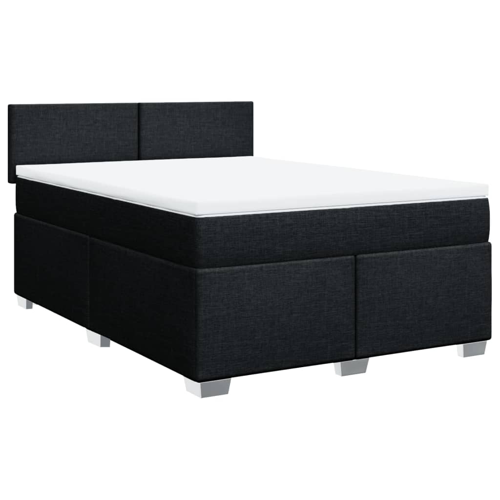 Sommier à lattes de lit avec matelas Noir 140x190 cm Tissu - XIOS