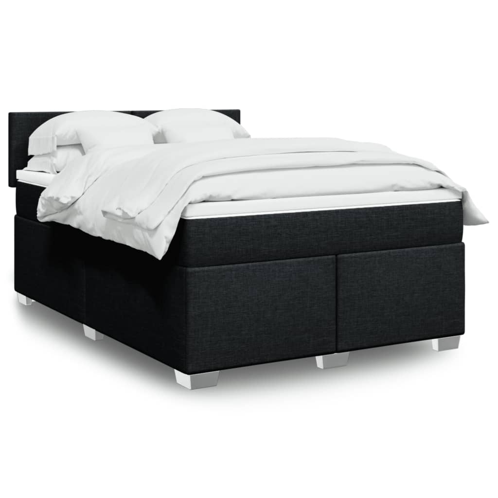 Sommier à lattes de lit avec matelas Noir 140x190 cm Tissu - XIOS