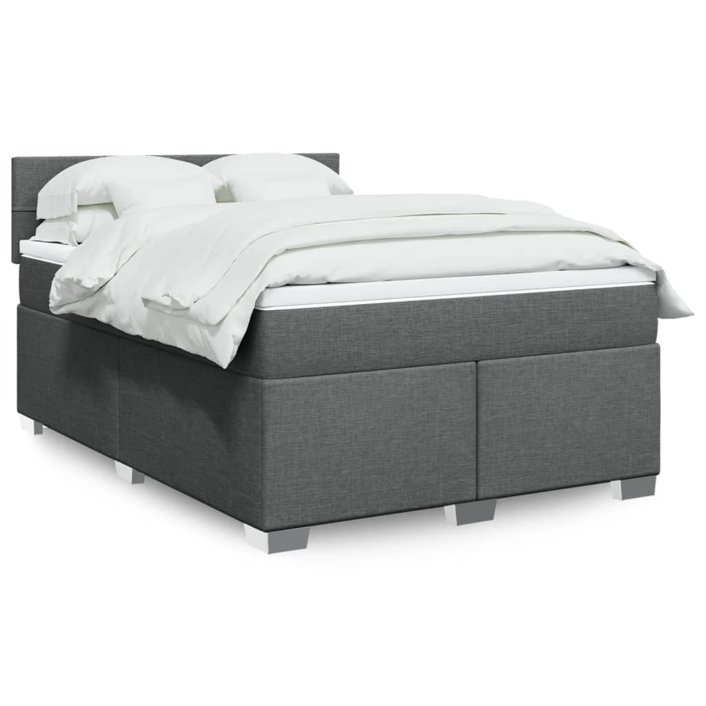 Sommier à lattes de lit avec matelas Gris foncé 140x190cm Tissu - XIOS