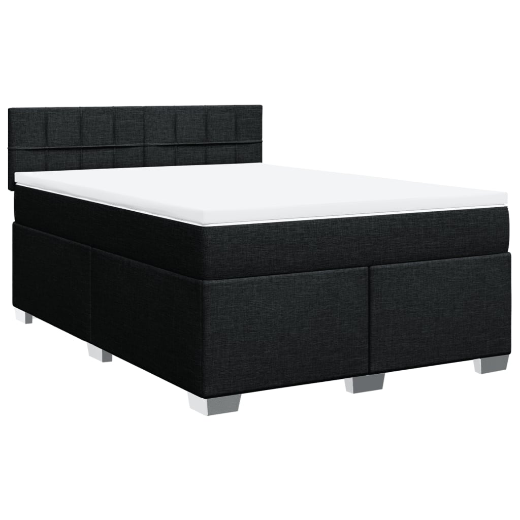 Sommier à lattes de lit avec matelas Noir 140x190 cm Tissu - XIOS
