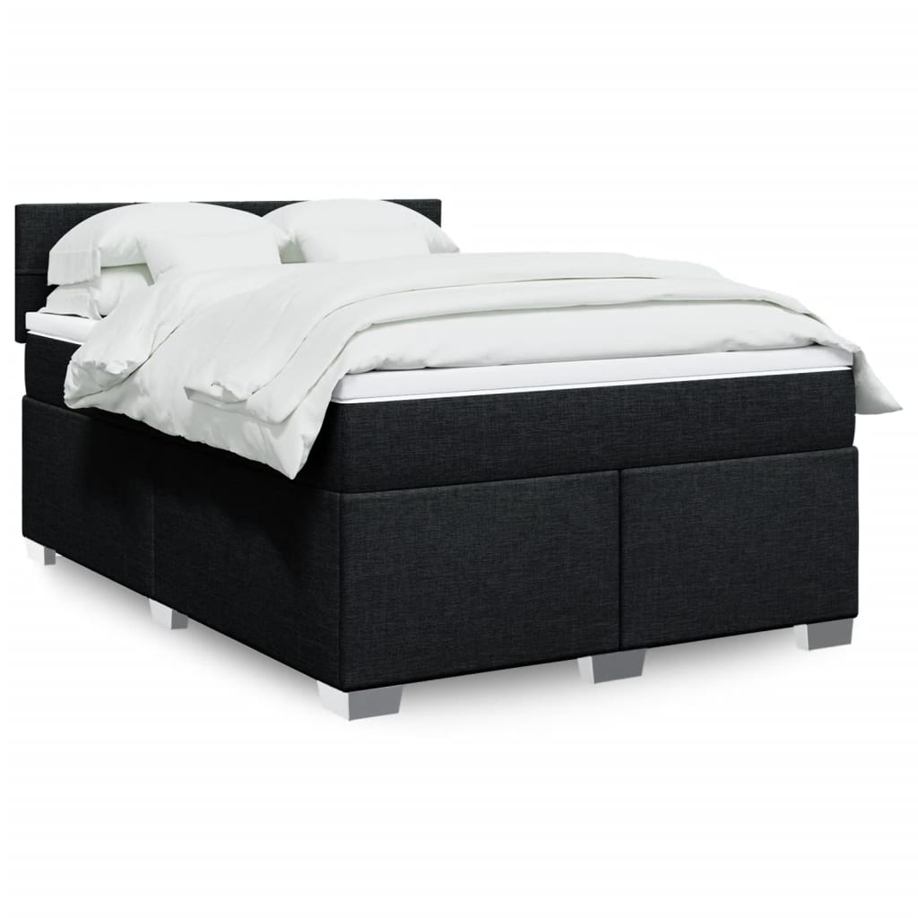 Sommier à lattes de lit avec matelas Noir 140x190 cm Tissu - XIOS