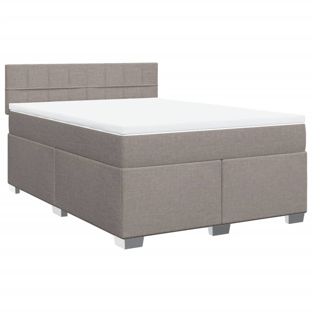 Sommier à lattes de lit avec matelas Taupe 140x190 cm Tissu - XIOS