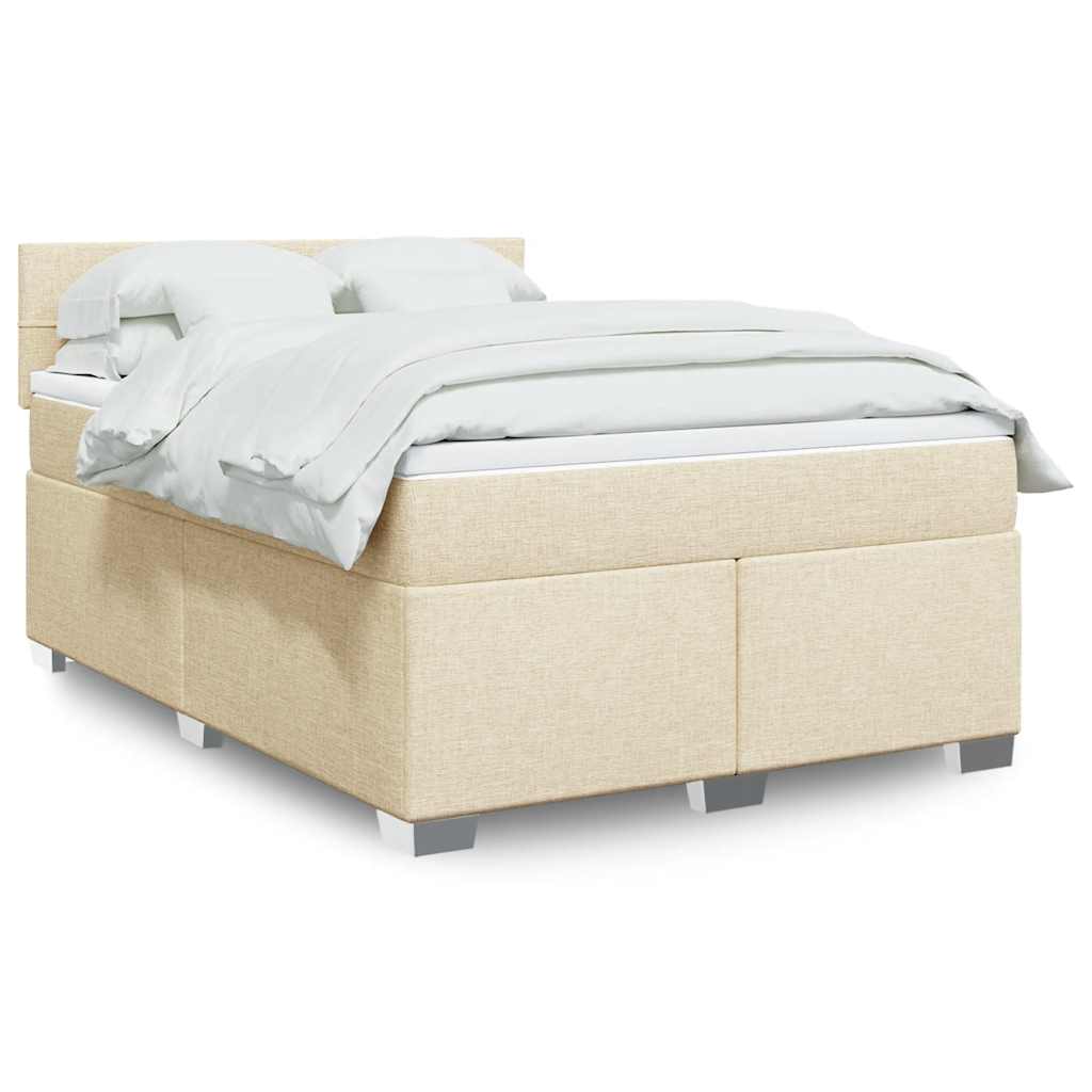 Sommier à lattes de lit avec matelas Crème 140x190 cm Tissu - XIOS