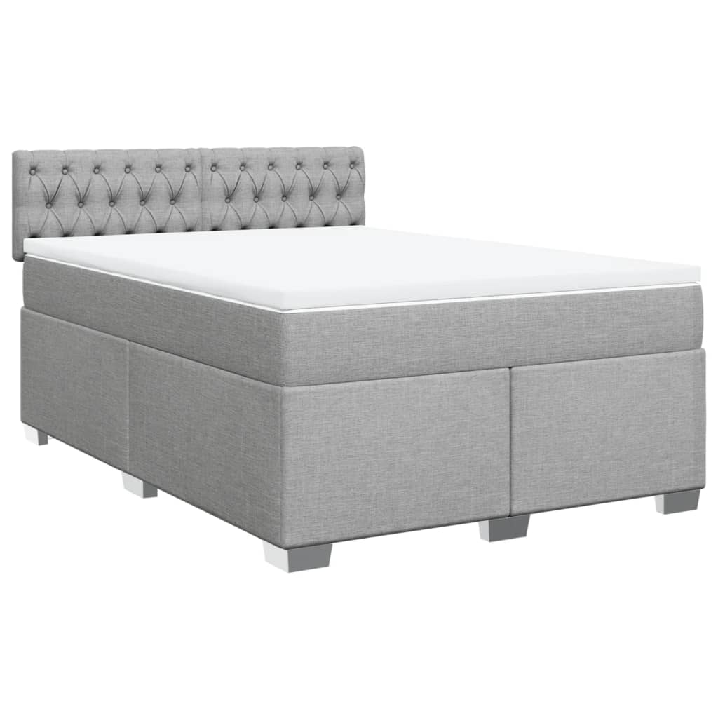 Sommier à lattes de lit avec matelas Gris clair 140x190cm Tissu - XIOS