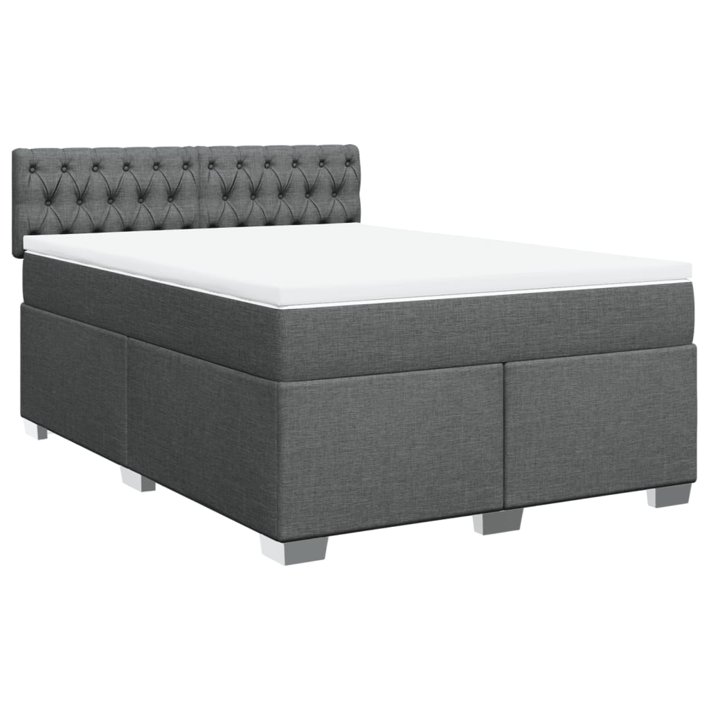 Sommier à lattes de lit avec matelas Gris foncé 140x190cm Tissu - XIOS