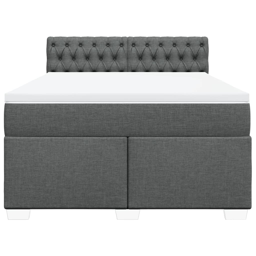 Sommier à lattes de lit avec matelas Gris foncé 140x190cm Tissu - XIOS