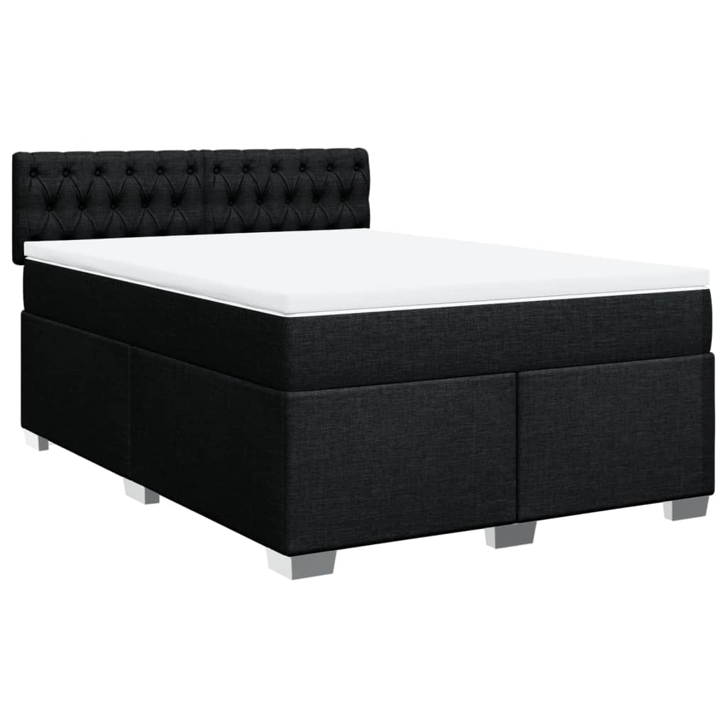 Sommier à lattes de lit avec matelas Noir 140x190 cm Tissu - XIOS