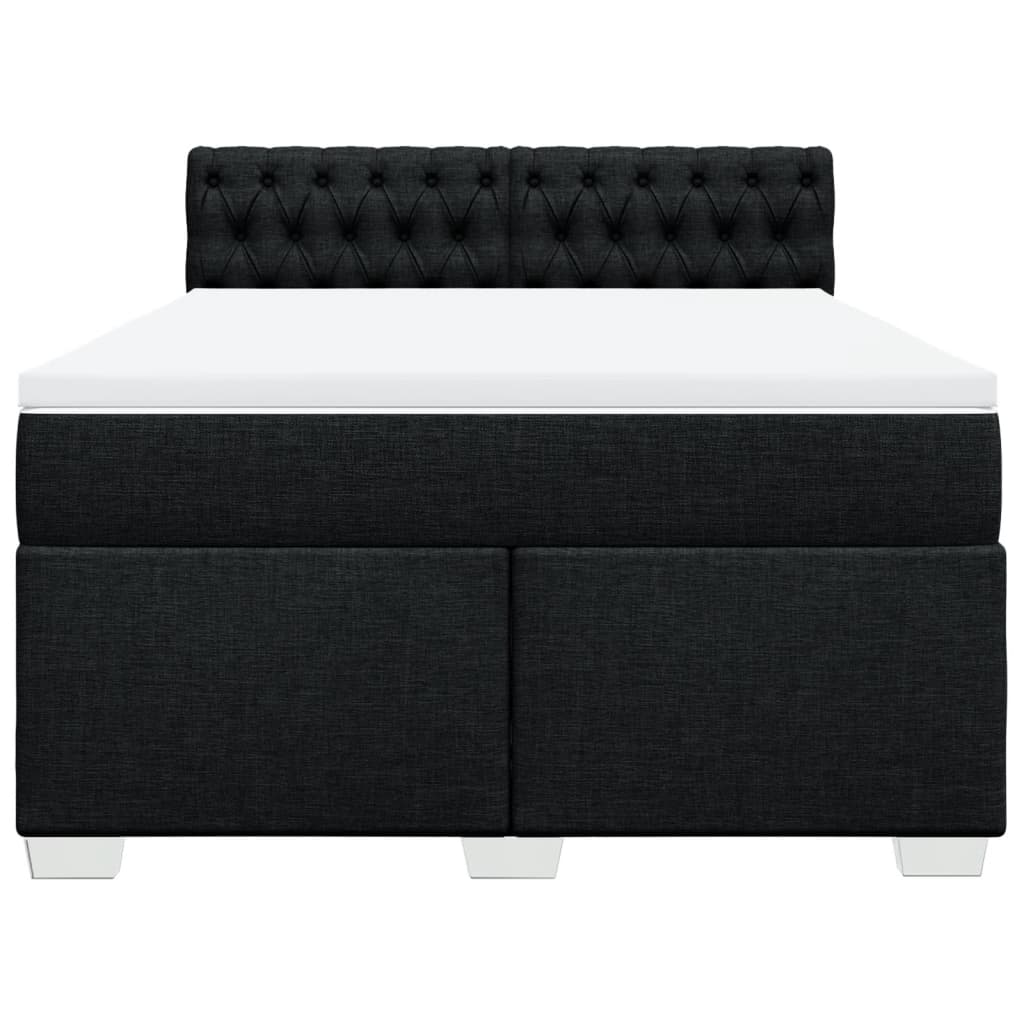 Sommier à lattes de lit avec matelas Noir 140x190 cm Tissu - XIOS