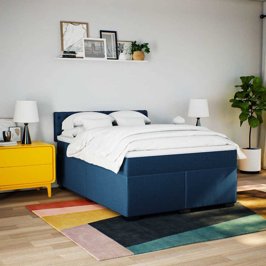 Sommier à lattes de lit avec matelas Bleu 140x190 cm Tissu - XIOS