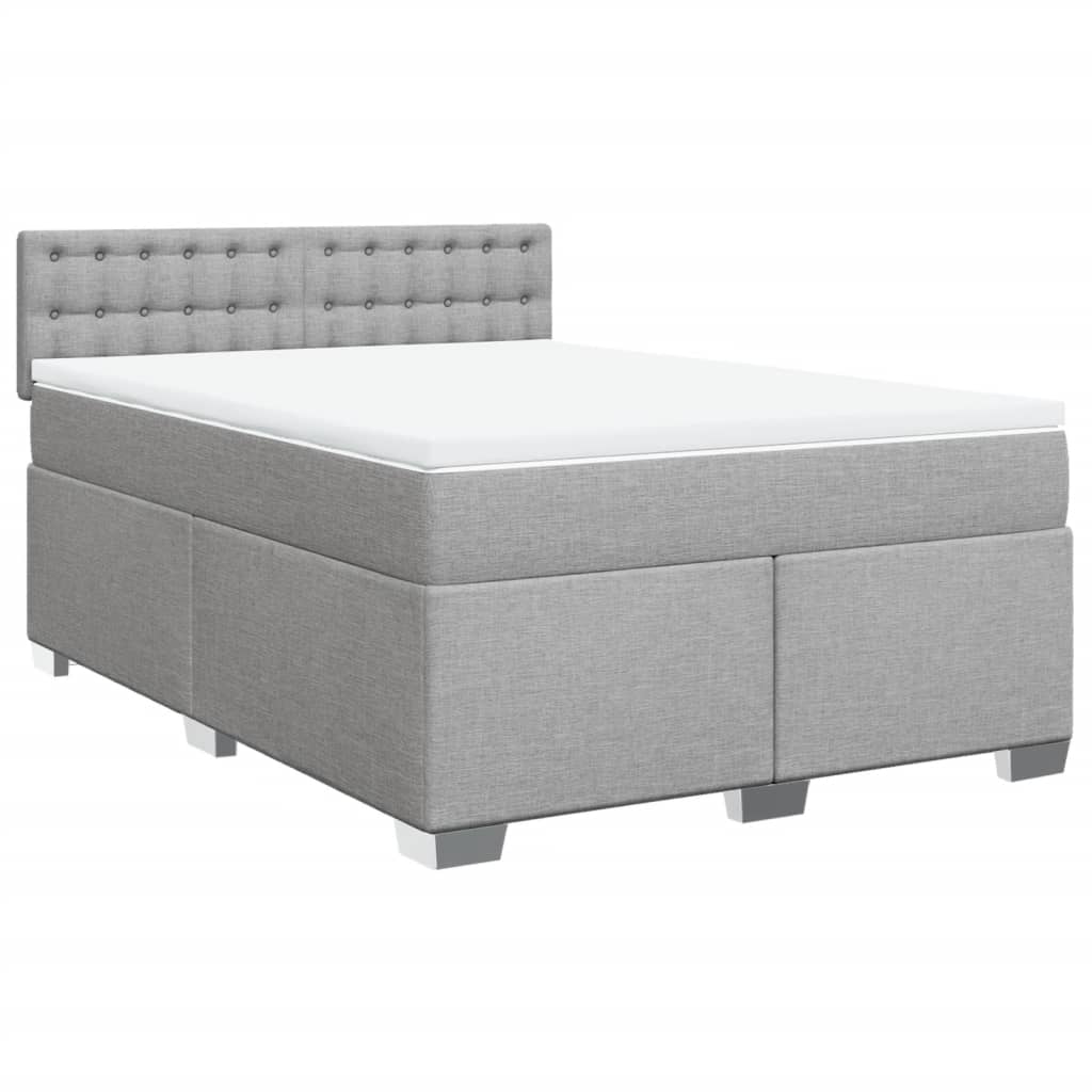 Sommier à lattes de lit avec matelas Gris clair 140x190cm Tissu - XIOS