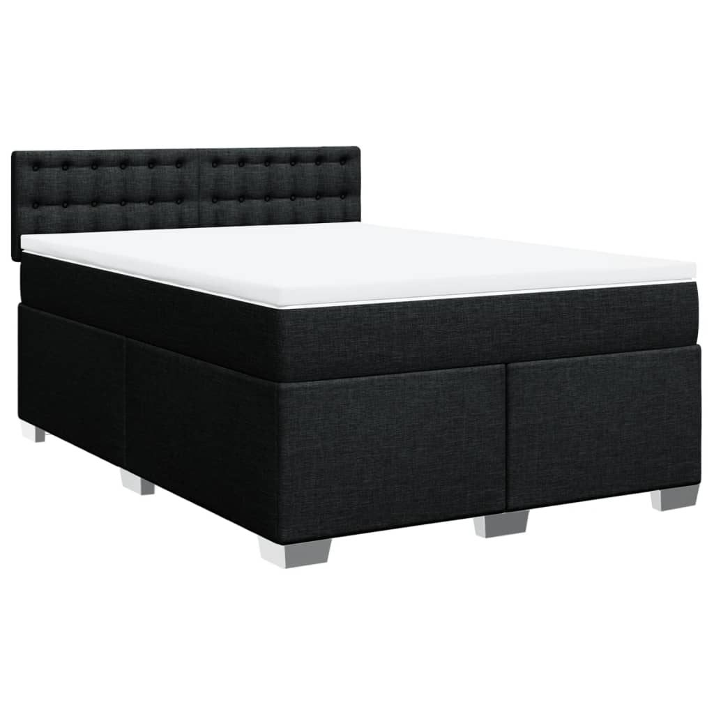 Sommier à lattes de lit avec matelas Noir 140x190 cm Tissu - XIOS