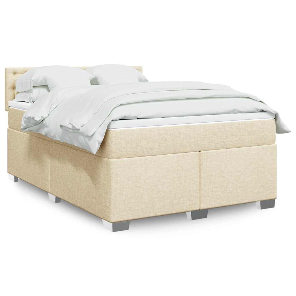 Sommier à lattes de lit avec matelas Crème 140x190 cm Tissu - XIOS