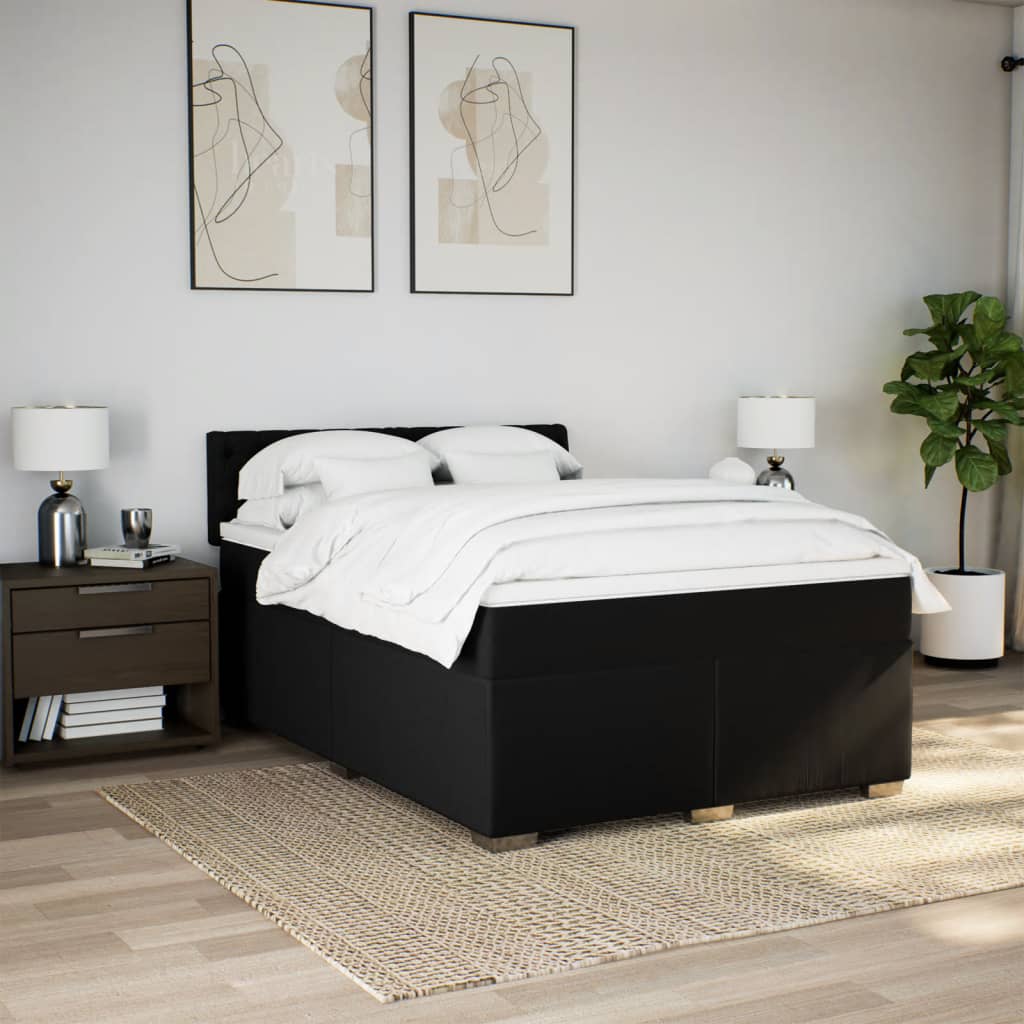 Sommier à lattes de lit avec matelas Noir 140x200 cm Tissu - XIOS