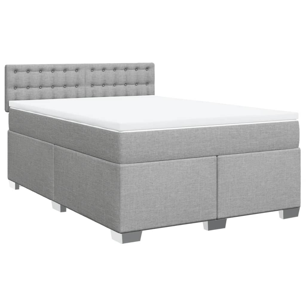 Sommier à lattes de lit avec matelas Gris clair 140x200cm Tissu - XIOS