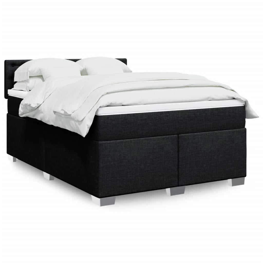 Sommier à lattes de lit avec matelas Noir 140x200 cm Tissu - XIOS
