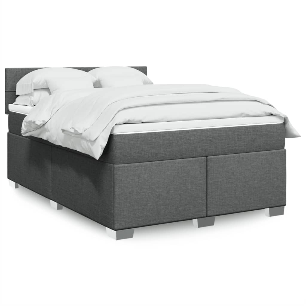 Sommier à lattes de lit avec matelas Gris foncé 160x200cm Tissu - XIOS