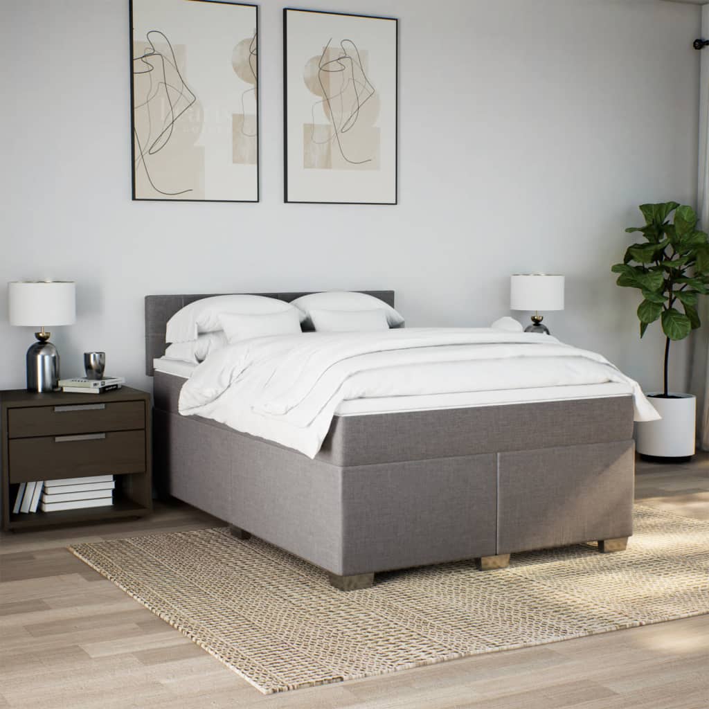 Sommier à lattes de lit avec matelas Taupe 160x200 cm Tissu - XIOS