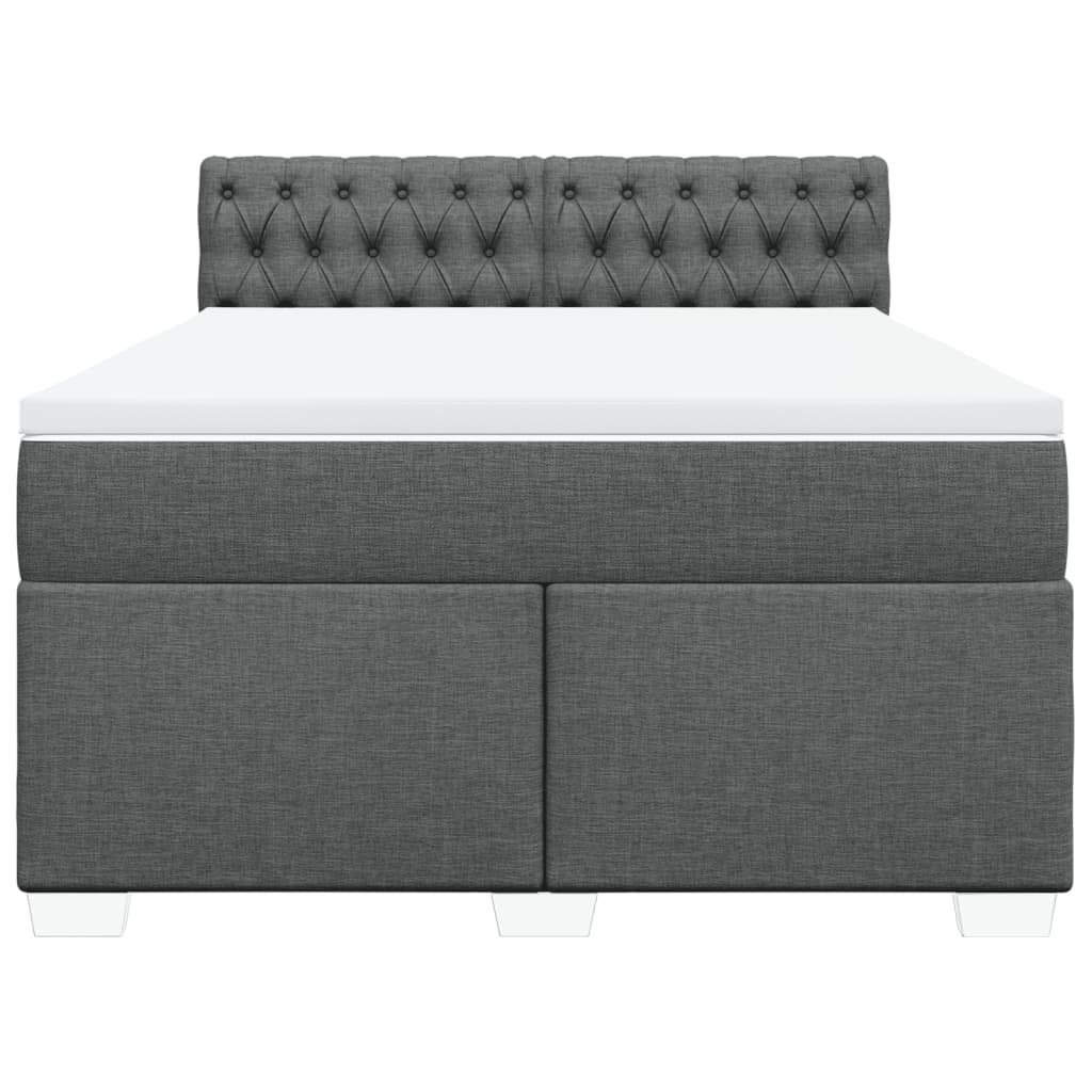 Sommier à lattes de lit avec matelas Gris foncé 160x200cm Tissu - XIOS