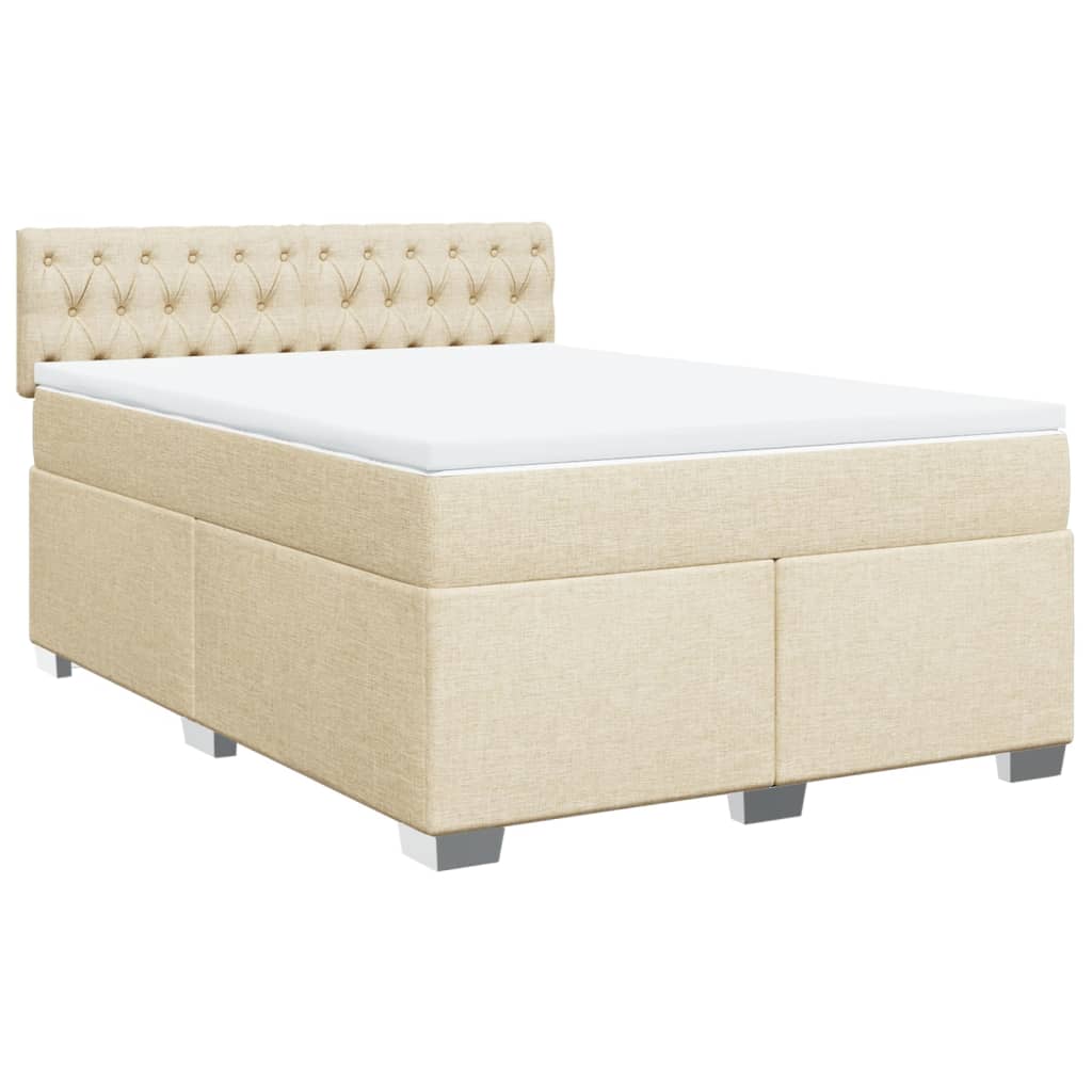 Sommier à lattes de lit avec matelas Crème 160x200 cm Tissu - XIOS