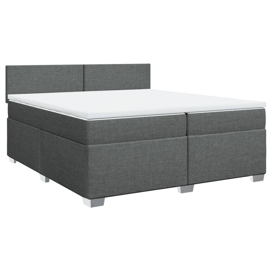Sommier à lattes de lit avec matelas Gris foncé 200x200cm Tissu - XIOS
