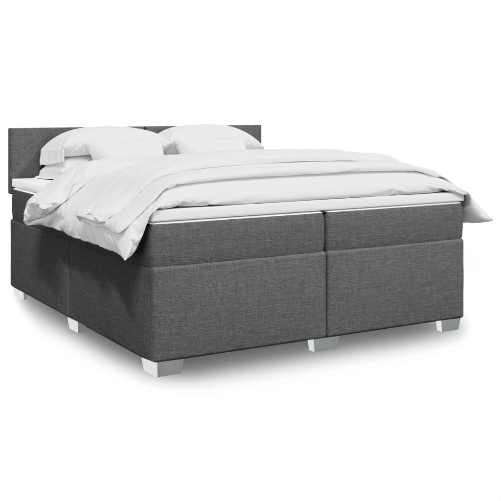Sommier à lattes de lit avec matelas Gris foncé 200x200cm Tissu - XIOS