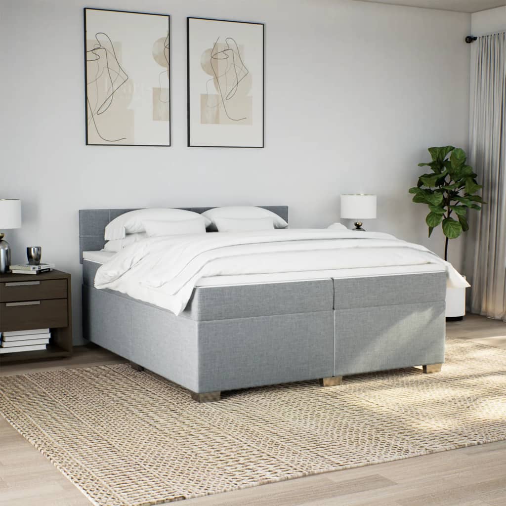 Sommier à lattes de lit avec matelas Gris clair 200x200cm Tissu - XIOS
