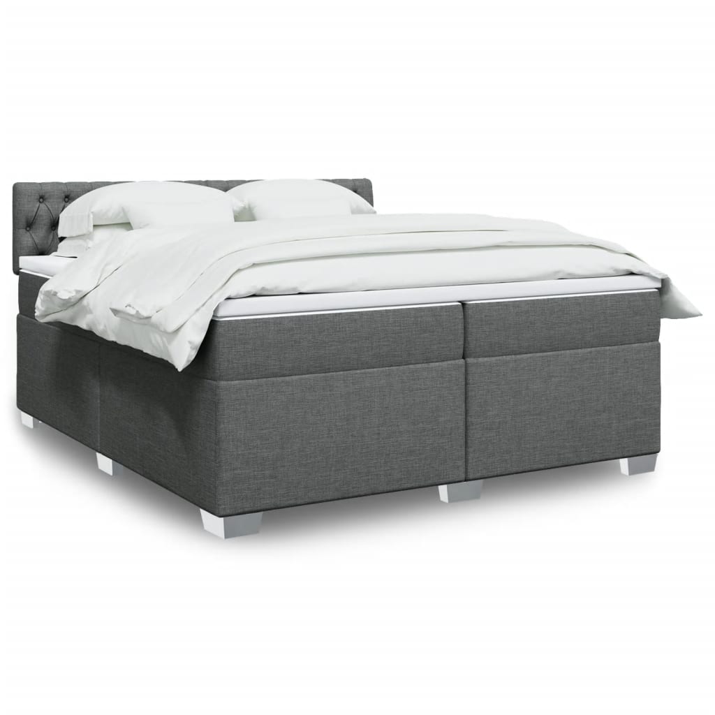 Sommier à lattes de lit avec matelas Gris foncé 200x200cm Tissu - XIOS