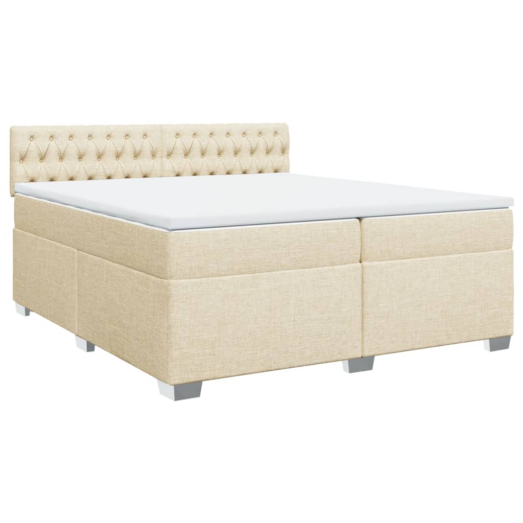 Sommier à lattes de lit avec matelas Crème 200x200 cm Tissu - XIOS
