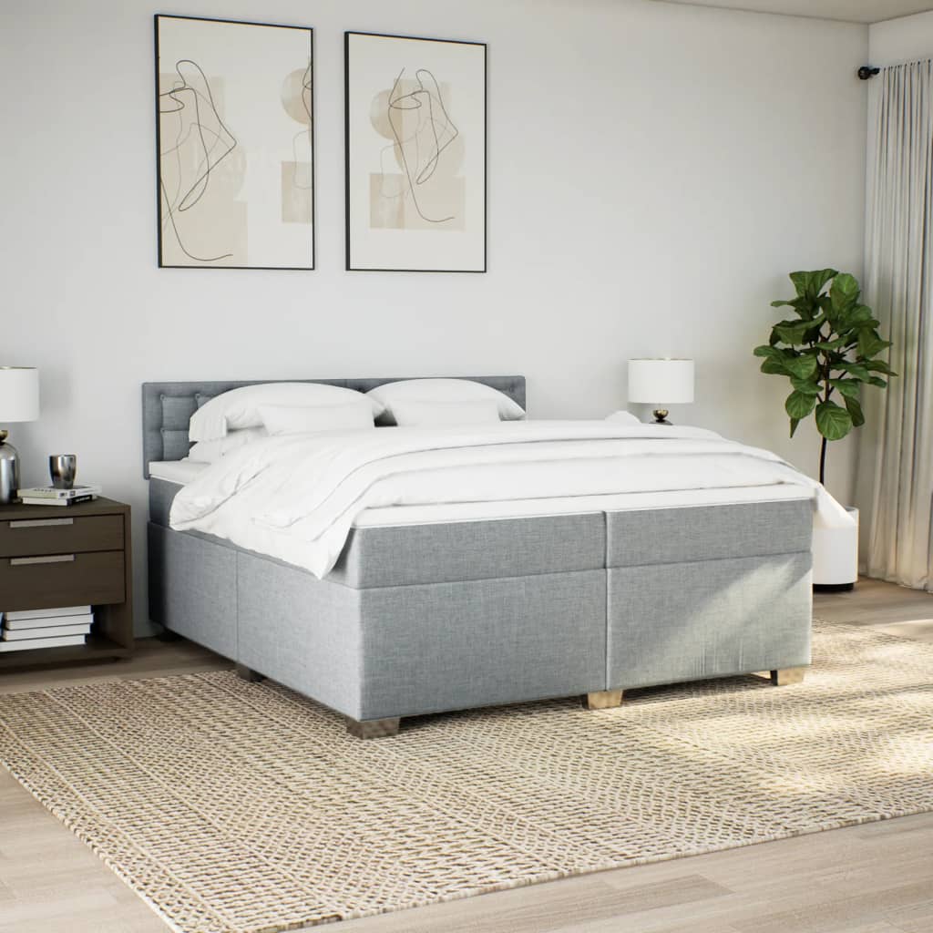 Sommier à lattes de lit avec matelas Gris clair 200x200cm Tissu - XIOS